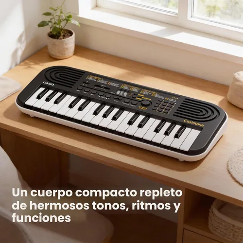 Vista 2 de Casio Casiotone SA-51 Teclado Mini de 32 Teclas - Paquete Negro con Fuente de Alimentación, Pegatinas para Teclas, Libro de Instrucciones y DVD