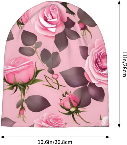 Vista 6 de Pretty Pink Roses Warm and Breathable Men's and Women's Universal Versatile Brimless Hat, for Daily Home and Outdoor Activities Clothing Accessories