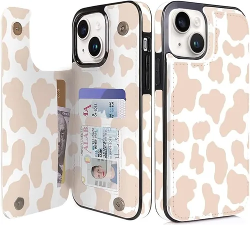 Vista 13 de Funda tipo cartera compatible con iPhone 13 Pro de 6.1 pulgadas con tarjetero, de piel sintética, con función atril, ranuras para tarjetas, doble