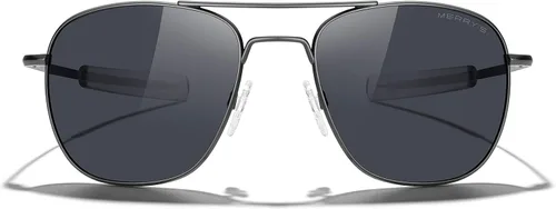 Vista 3 de MERRY'S Gafas de sol polarizadas militares clásicas cuadradas aviador para hombres o mujeres S8636