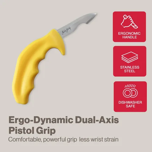 Vista 2 de Swissmar Shucker Paddy Malpeque - Cuchillo de shucking de ostras – Herramienta ergonómica de doble eje para triturar ostras con hoja de acero