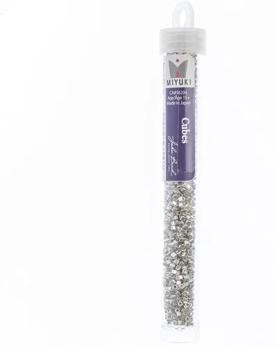 Vista 2 de Miyuki - Cuentas cuadradas/cubo, 0.071 in, galvanizado, APX, 0.71 oz, cuentas de vidrio japonés