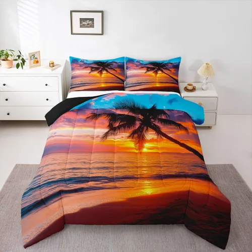 Vista 30 de Erosebridal Edredón náutico costero, juego de ropa de cama y colecciones de playa de verano, estilo clásico, edredón de plumón oceánico