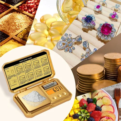 Vista 6 de GRAM PRES - Báscula digital de bolsillo de 10.58 oz x 0.00 oz de precisión, con pesos de 1.76 oz Small Mini High Precision Gold Scale Digital