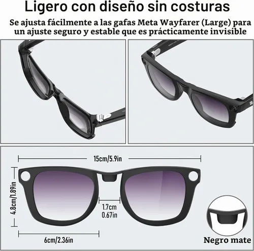 Vista 6 de HiBloks Transition/Gradient Polarized Clip-On Lens for RayBan Meta Wayfarer