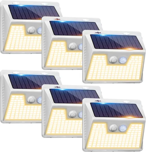 Vista 9 de Peasur Luces Solares para Exteriores con Sensor de Movimiento, 140 LED Luz Solar Alimentada por Energía Solar para Cerca Impermeable, 3 Modos
