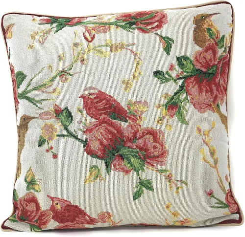 Vista 4 de Tache 6250-CC - Funda de cojín tejida para cojín festivo con diseño floral de Navidad, diseño floral, color rojo, 1 pieza de 16 x 16 pulgadas