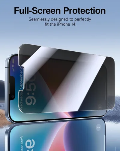 Vista 7 de SMARTDEVIL Paquete de 2 protectores de pantalla de privacidad para iPhone 14/iPhone 13/iPhone 13 Pro, antiespía, de grado militar, inastillable