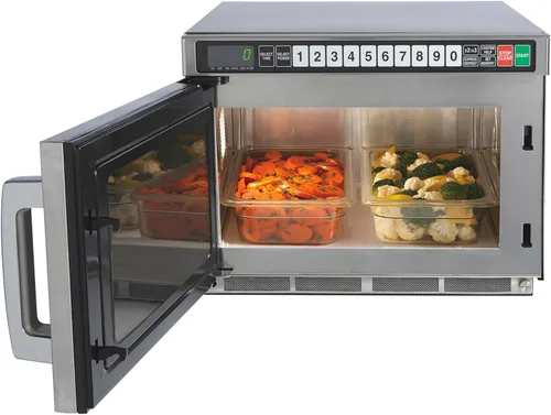 Vista 2 de Sharp R-CD1800M - Horno de microondas comercial, TwinTouch resistente con doble touchpads, 1800 vatios, 0.75 pies cúbicos de capacidad, acero