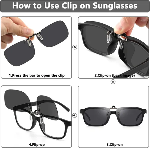 Vista 5 de CAXMAN Gafas de sol polarizadas con clip para hombres y mujeres, protección UV