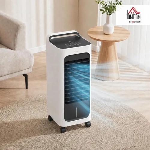 Vista 2 de HOMCOM 26" Evaporative Air Cooler 3-in-1 Ice Cooling Fan with Remote White