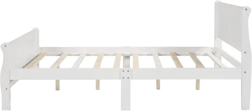 Vista 5 de Harper & Bright Designs Base de cama de madera tamaño Queen con cabecero y estribo, cama de plataforma tamaño Queen con soporte de listones