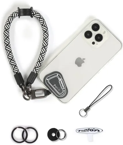 Vista 12 de Correa de Teléfono para Mano y Muñeca, Cordón de Teléfono con Parche ×2, Soporte para Funda de Teléfono Celular, Correa de Muñeca para Llaves, Negro