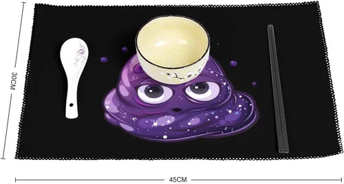 Vista 2 de Purple Galaxy Poop Placemats Set of 6 Resistant Table Mats Washable Place Mats for Dinner Party Table Decoration
