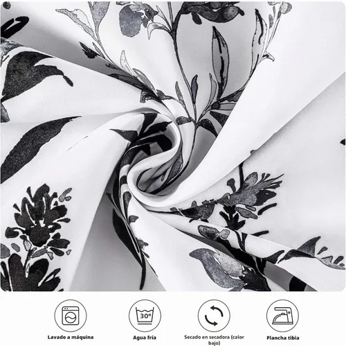Vista 5 de DriftAway Sylvia - Cortina opaca con aislamiento térmico y estampado de acuarela, con estampado de hierbas botánicas florales, bolsillo para barra