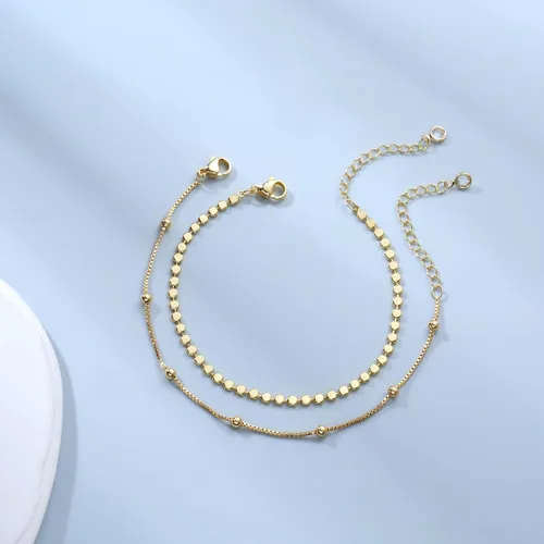 Vista 6 de MIDEEO - Pulseras chapadas en oro para mujer, juego de delgadas pulseras de cadena para combinar, de espiga, trenzada, de circonita cúbica