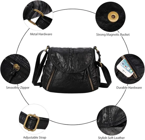 Vista 4 de Angel Barcelo Bolso cruzado y bolsos cruzados para mujer bolso de cuero ultra suave bolso de hombro para niña