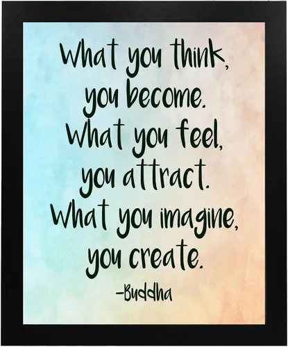Vista 5 de AMERICAN LUXURY GIFTS What You Think You Become - Arte de pared zen - Decoración inspiradora de citas de Buda para el hogar, la oficina y la sala