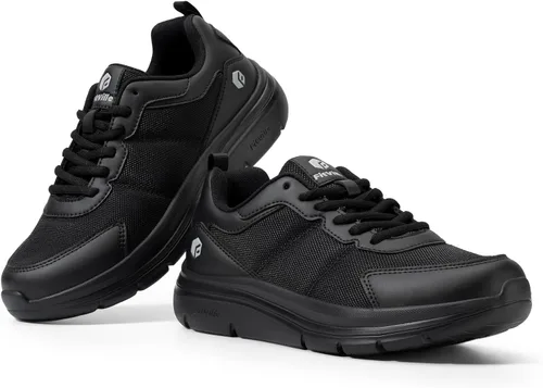 Vista 7 de FitVille Zapatos de caminar para hombre, de ancho ancho, con amortiguación máxima, ligeros, zapatos casuales para alivio de la fascitis plantar