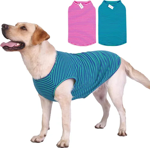 Vista 7 de Camisas para perros Camisetas de algodón a rayas, chaleco básico transpirable Camiseta elástica sin mangas para cachorros y gatos, algodón