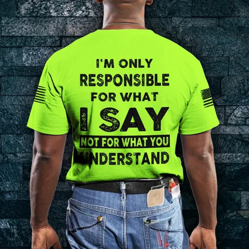 Vista 7 de Camisetas de alta visibilidad con cita divertida para hombres y mujeres, camisetas de seguridad reflectantes con nombre personalizado, camiseta