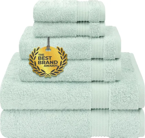 Vista 79 de Cotton Paradise Juego de 6 toallas, 100% algodón suave y absorbente turco para baño, 2 toallas de baño, 2 toallas de mano, 2 toallitas, juego