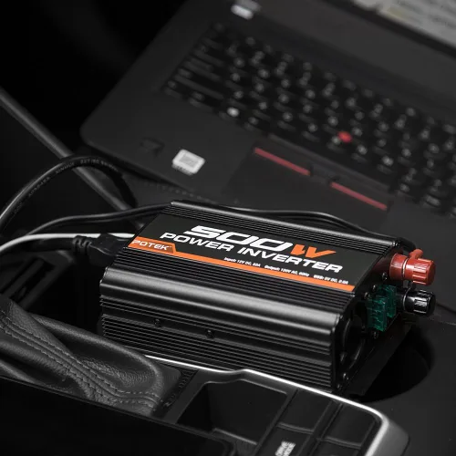 Vista 6 de POTEK - Inversor de corriente de 500W, Inversor de coche, DC 12V a AC 110V, puerto de carga de AC dual y puertos USB de 2Amp para computadora