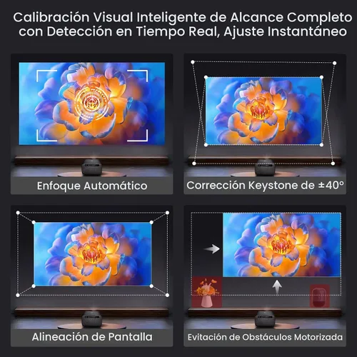 Vista 4 de OmniStar L80 Proyector usado, proyector nativo 1080P compatible con 4K con WiFi y Bluetooth, 1500 lúmenes ANSI, enfoque automático y Keystone