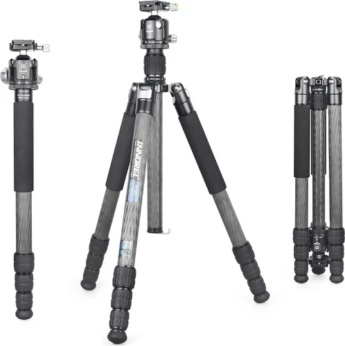 Vista 10 de Trípode de Fibra de Carbono - INNOREL RT85C Sin Rótula Cabeza de Bola Súper Profesional Trípode Monopié Soporte de Resistencia para Cámara DSLR Negro