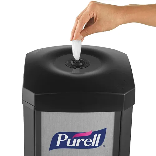 Vista 3 de PURELL DS360 - Toallitas desinfectantes de manos de alta capacidad, soporte de piso plateado, soporte dispensador para toallitas desinfectantes