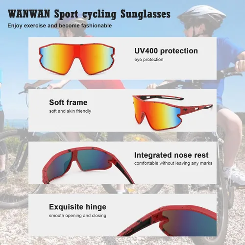 Vista 6 de WANWAN Lentes de sol juveniles, lentes de sol de béisbol para niños y niñas de 8 a 12 años, UV400, deportes, ciclismo, softbol
