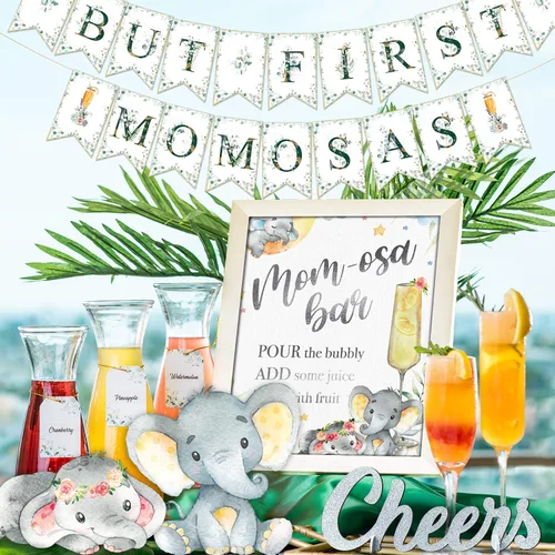 Vista 9 de Kit de barra de elefante Momosa, decoración de baby shower de elefante para niños y niñas o fiesta de revelación de género neutro, decoración