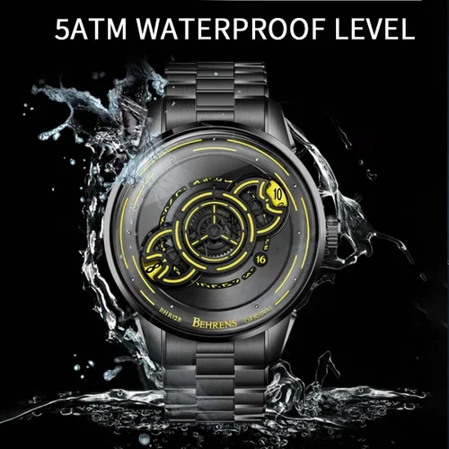 Vista 6 de BR BEHRENS ORIGINAL Reloj automático para hombre, colección Space Traveler de acero inoxidable, cristal de zafiro BHR012