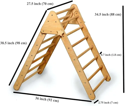 Vista 3 de Montessori Triángulo de escalada Marco de escalada interior de madera para niños y niños pequeños Estructura de escalada Montessori Triángulo