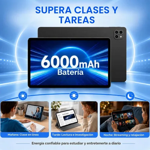 Vista 4 de Tablet Android 15 de 10.1 pulgadas, Octa-core 12 GB de RAM + 64 GB + Negro
