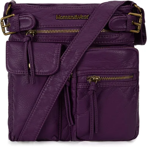 Vista 15 de Montana West Crossbody Bag for Women Multi Pocket Shoulder Medium Travel Purses Ultra Soft Washed Leather