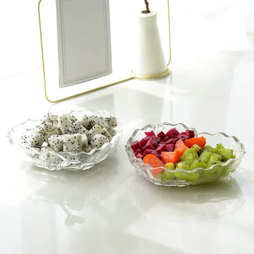 Vista 3 de Tazón de vidrio transparente en forma de corazón, recipiente para platos de frutas, vajilla, ideal para cocina, restaurante, cafetería, tienda