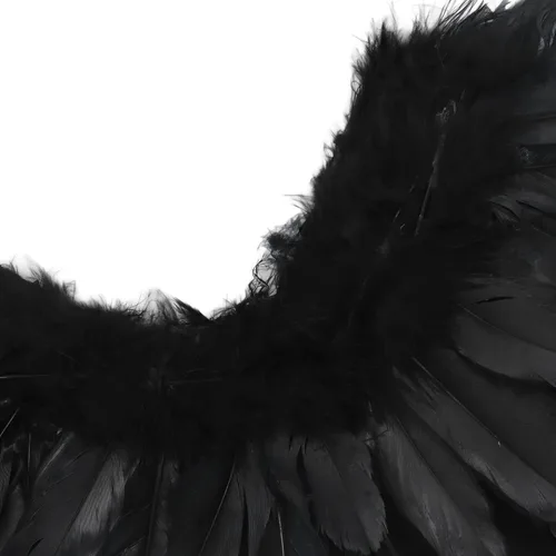Vista 9 de Alas de ángel negras disfraz de ángel de otoño disfraz de fiesta de Halloween cosplay ala de ángel de plumas para niños adultos y mujeres S