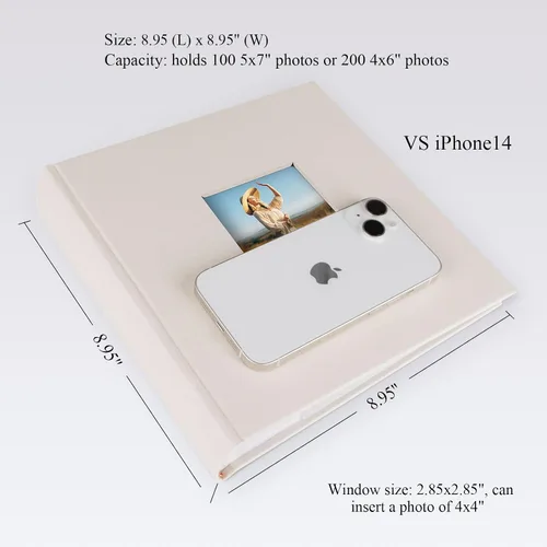 Vista 6 de 1DOT2 Álbum de fotos con espacio de escritura, 50 páginas, fotos de 4 x 6 pulgadas, capacidad para 200 o 5 x 7 pulgadas, tapa de lino, álbumes