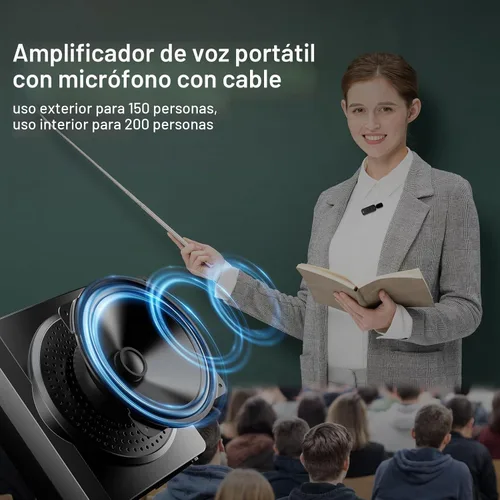 Vista 7 de SHIDU Amplificador de voz portátil de 18 W para profesores, amplificador de voz con micrófono de solapa inalámbrico, micrófono Bluetooth y altavoz