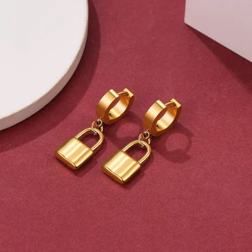 Vista 8 de FaithHeart Aretes de aro Huggie para mujer, acero inoxidable, chapado en oro de 18 quilates, aretes colgantes de gota de AnkhCrossCandkBocina