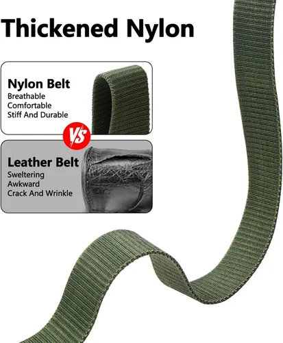 Vista 5 de Cinturones tácticos de liberación rápida para hombres, cinturón de nailon resistente estilo militar de 46 pulgadas Negro