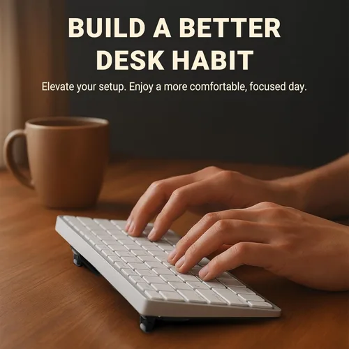 Vista 9 de ESC Soporte de teclado de computadora abatible para escritorio, elevador de teclado inclinado y soporte para laptop con 3 ángulos ajustables