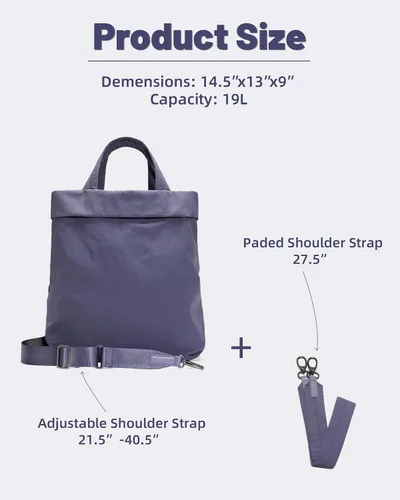 Vista 3 de FODOKO Hobo Crossbody Bags 2.0, 19L Totes Bolso grande con correas para mujer, múltiples bolsas de hombro de nailon para viajes gimnasio