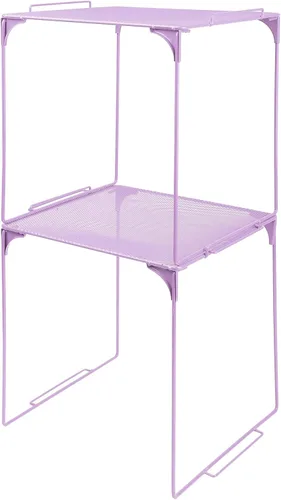 Vista 22 de Estante organizador de casillero apilable extra para casillero escolar, organizador de armario de almacenamiento, accesorios adecuados para la Negro