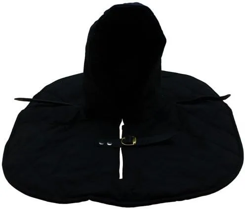 Vista 7 de Collar de armadura medieval renacentista de algodón acolchado y gorra de armado, cuello gorget, correa y hebilla, protector de cabeza de cuello