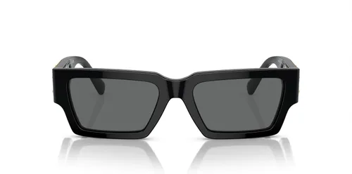 Vista 3 de Versace Gafas de sol unisex con montura Havana, lentes gris oscuro, 2.126 in