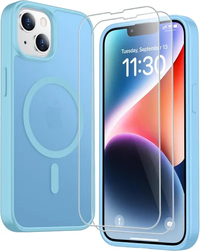Vista 225 de SPIDERCASE Funda magnética translúcida diseñada para iPhone 11, con 2 protectores de pantalla de vidrio templado, antihuellas, para iPhone 11 de 6.1