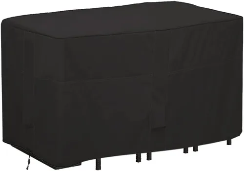 Vista 8 de Juego de comedor de altura de barra al aire libre, cubierta resistente al agua, juego de comedor para patio rectangular de 4 personas de 48 pulgadas