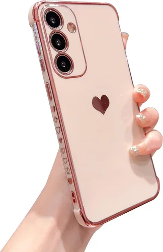 Vista 161 de phylla Funda de teléfono compatible con Samsung Galaxy A12 de 6.5 pulgadas, lindo corazón chapado en oro, elegante funda de lujo para mujer
